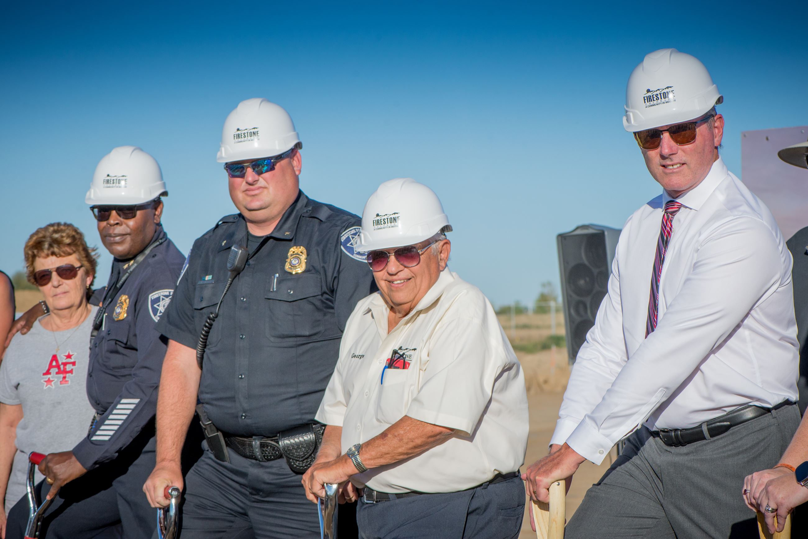 Firestone PD Groundbreaking Ceremony Trustee Heath and participants
